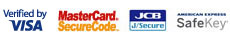 Verified by Visa logo / MasterCard Secure Code logo / JCB Secure logo / American Express SafeKey logo